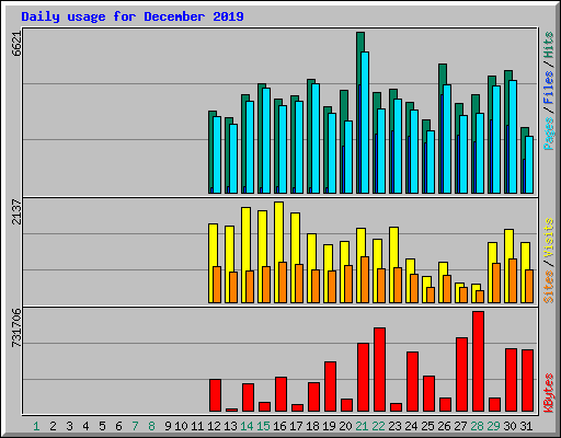 Daily usage for December 2019