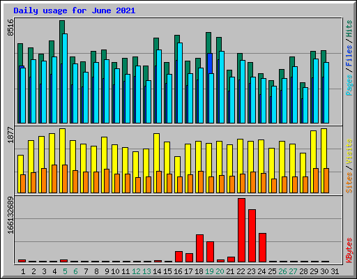 Daily usage for June 2021